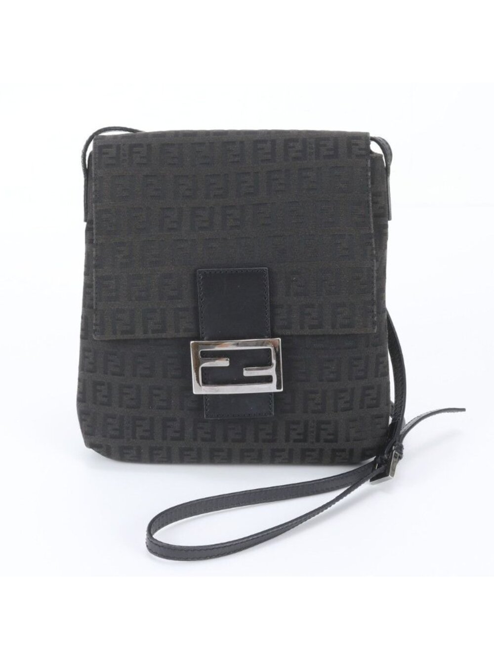 Fendi Zucchino Leather Mamma Bucket Shoulder Bag Crossbody Black